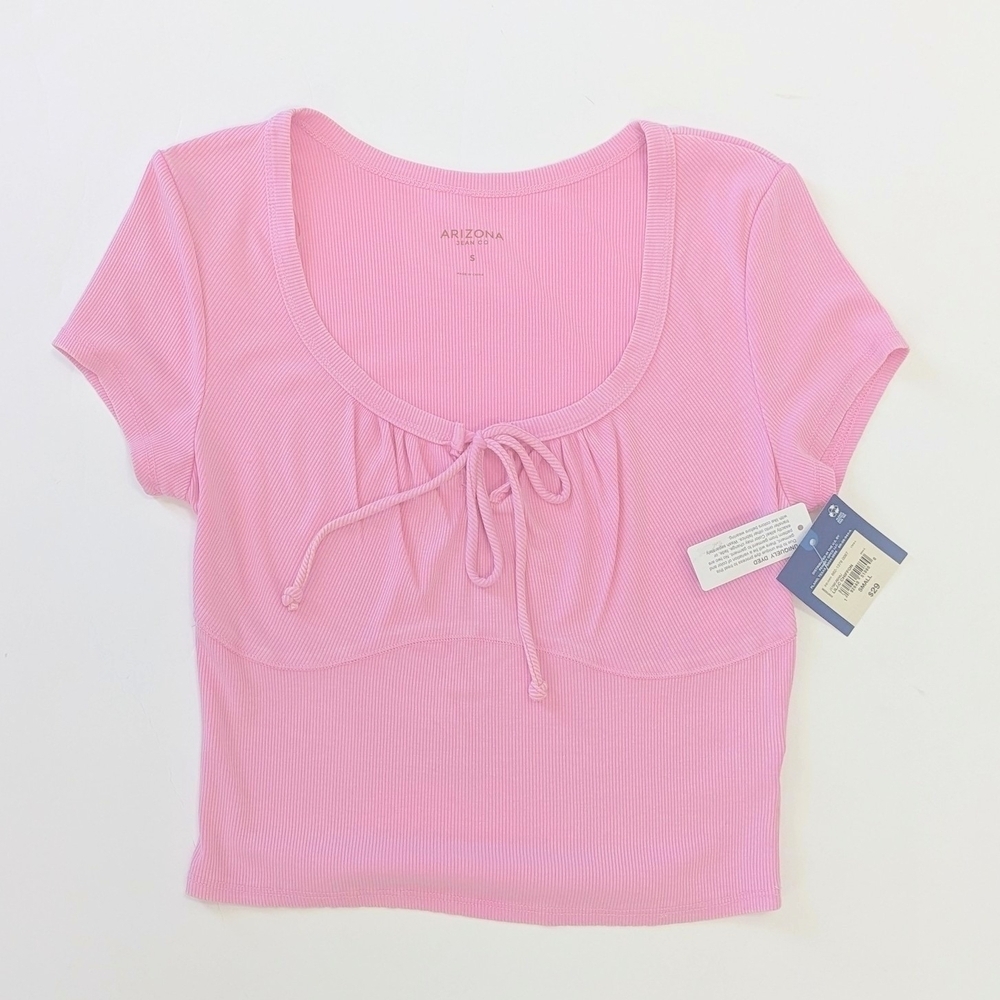 Arizona Jean Company MilkMaid/Baby Doll Pink Short Sleeve Crop Top